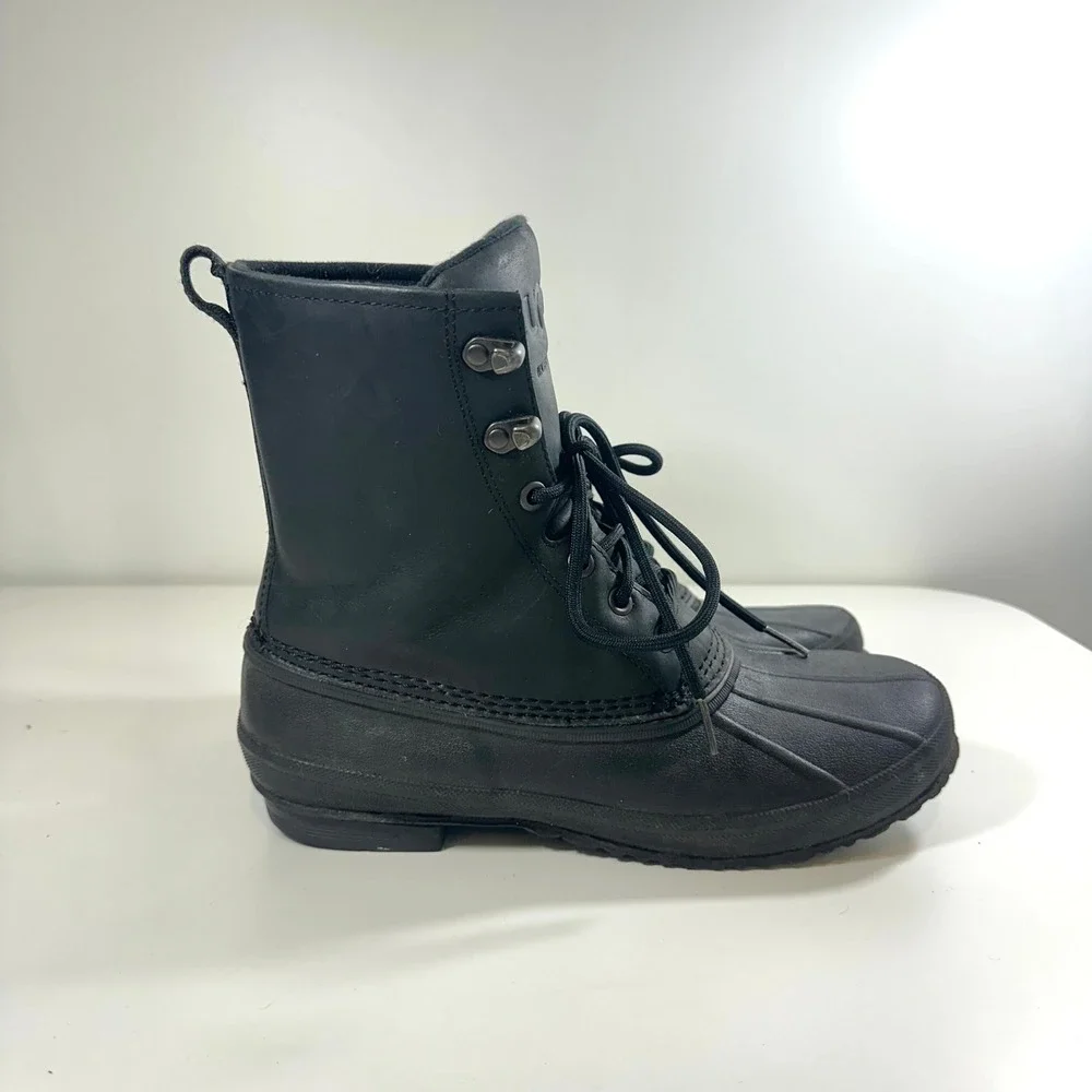 UGG Waterproof Duck Boots Black Leather Rubber Lace Up Rain Snow Mens 11